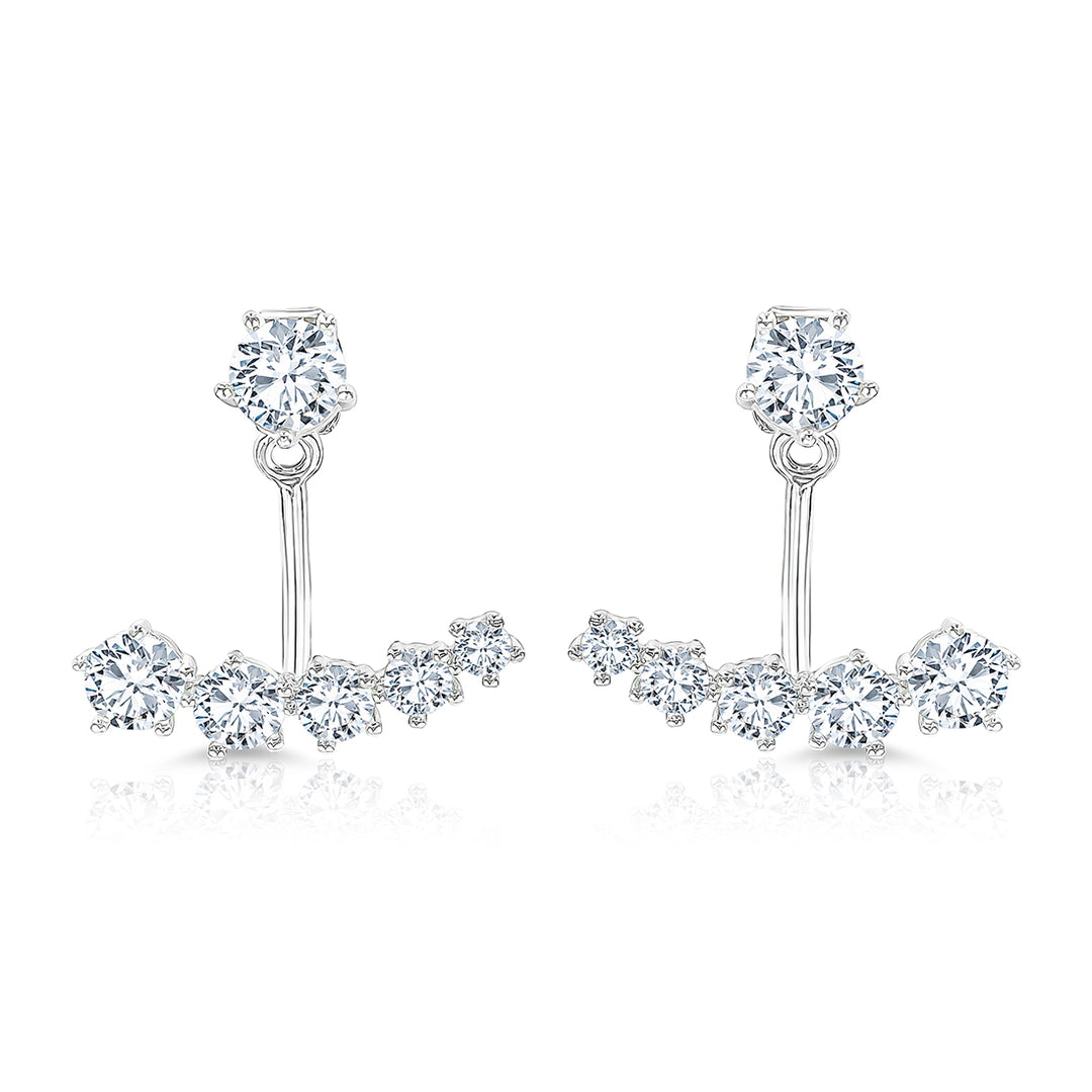 SO SEOUL Gleam Wavy Five Round Solitaire Curve Diamond Simulant Earring Jackets