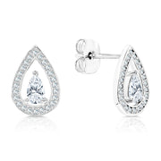 SO SEOUL Glimmering Teardrop with Diamond Simulant Cubic in Middle Stud Earrings