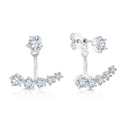 SO SEOUL Gleam Wavy Five Round Solitaire Curve Diamond Simulant Earring Jackets