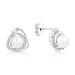 Load image into Gallery viewer, SO SEOUL Callista Twisted Diamond Simulant with Pearl Center Pierced Stud Earrings
