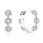 Load image into Gallery viewer, SO SEOUL Harley Huggie Triple Flower Diamond Simulant Hoop Clip Earrings
