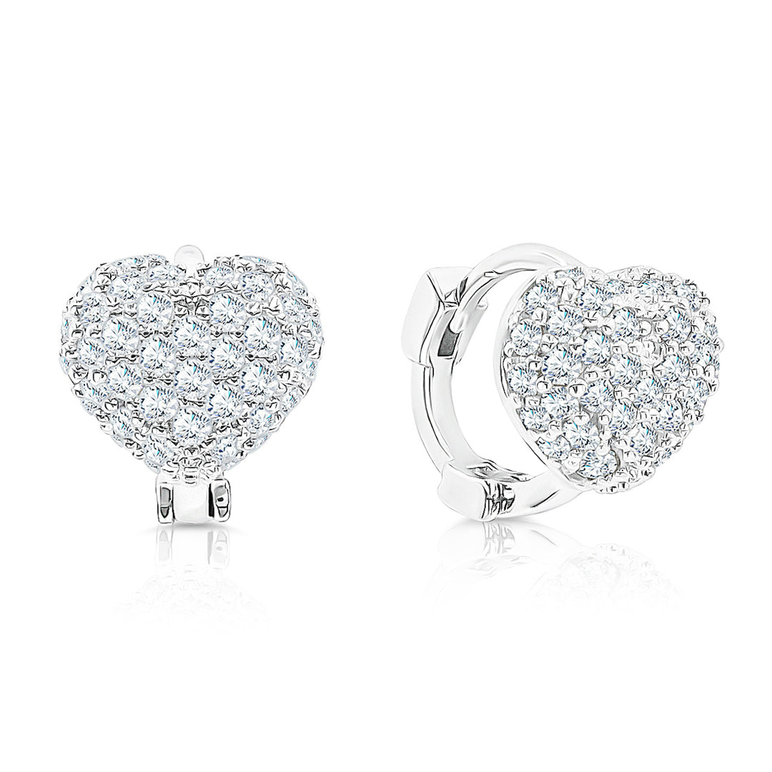 SO SEOUL Harley Huggie Amora 2D Heart Diamond Simulant Cubic Petite Hoop Earrings