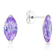 SO SEOUL Ioni Leaf Marquise Cut Voilet Swarovski®Crystal Pierced Stud Earrings