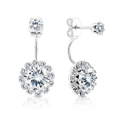 SO SEOUL Glimmering Sparkling Bloom Round Austrian Crystal Curved Earring Jackets