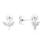 Load image into Gallery viewer, SO SEOUL Leilani Rosebud in Pearl with Marquise Leaf Diamond Simulant Stud Earrings
