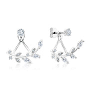 SO SEOUL Gleam Flower Twilight Vines Diamond Simulant Cubic Curved Earring Jackets