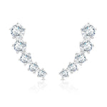 Load image into Gallery viewer, SO SEOUL Calista Rising Spark Five Solitaire Diamond Simulant Curved Stud Earrings
