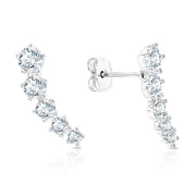 SO SEOUL Calista Rising Spark Five Solitaire Diamond Simulant Curved Stud Earrings