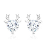 Load image into Gallery viewer, SO SEOUL Let it Snow Xmas Reindeer Diamond Simulant Cubic Zirconia Stud Earrings
