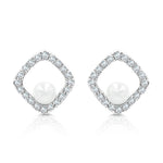 Load image into Gallery viewer, SO SEOUL Everleigh Square with Pearls Diamond Simulant Cubic Zircon0ia Stud Earrings
