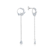 SO SEOUL Everleigh Whirl of Flowers Diamond Simulant Dangling Teardrop Stud Earrings