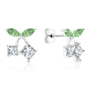 SO SEOUL Leilani Emerald Chérie Green Leaf Diamond Simulant Cubic Stud Earrings