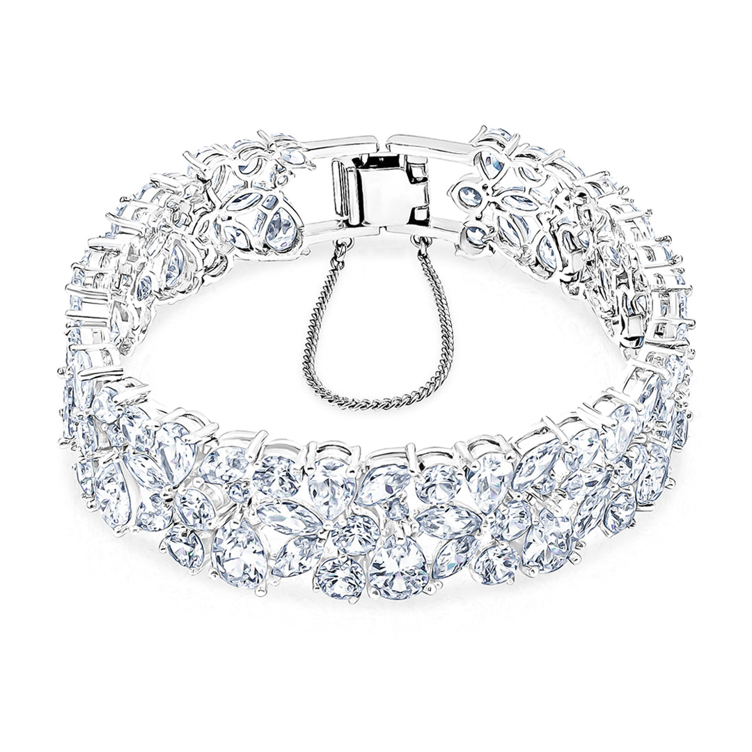 SO SEOUL Lustrous Glamour Multi Pear Cut Diamond Simulant Cubic Chunky Bracelet
