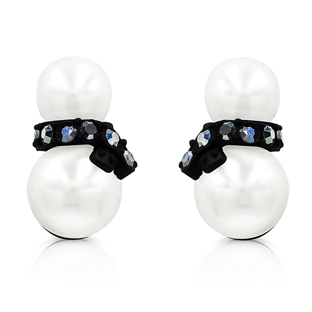 SO SEOUL Let it Snow Scarfed Snowman Austrian Crystal Christmas Pierced Stud Earrings