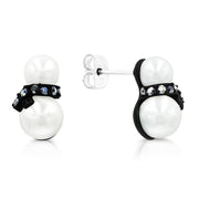 SO SEOUL Let it Snow Scarfed Snowman Austrian Crystal Christmas Pierced Stud Earrings