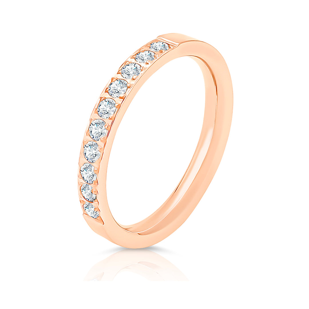 SO SEOUL Allista Classic Half Band Diamond Simulant Cubic Zirconia Rose Gold Ring