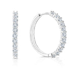 Load image into Gallery viewer, SO SEOUL Harley Huggie Single Row Medium Round Diamond Simulant Hoop Clip Earrings
