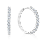 SO SEOUL Harley Huggie Single Row Medium Round Diamond Simulant Hoop Clip Earrings