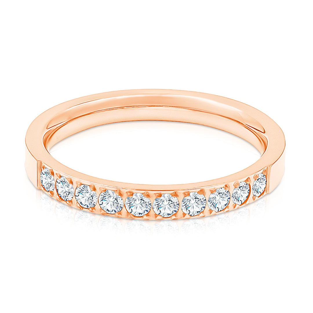 SO SEOUL Allista Classic Half Band Diamond Simulant Cubic Zirconia Rose Gold Ring