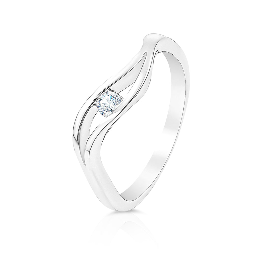 SO SEOUL Artemis Inner Solitaire Diamond Simulant Cubic Zirconia Rhodium Ring