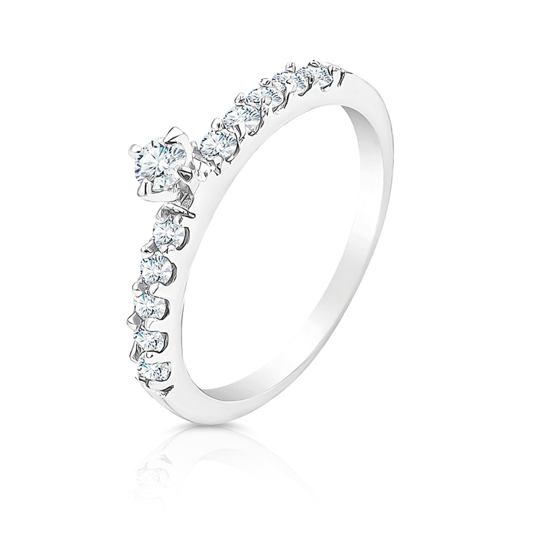 SO SEOUL Angelica Brilliant Solitaire 0.1 CT Diamond Simulant Zirconia Rhodium Ring