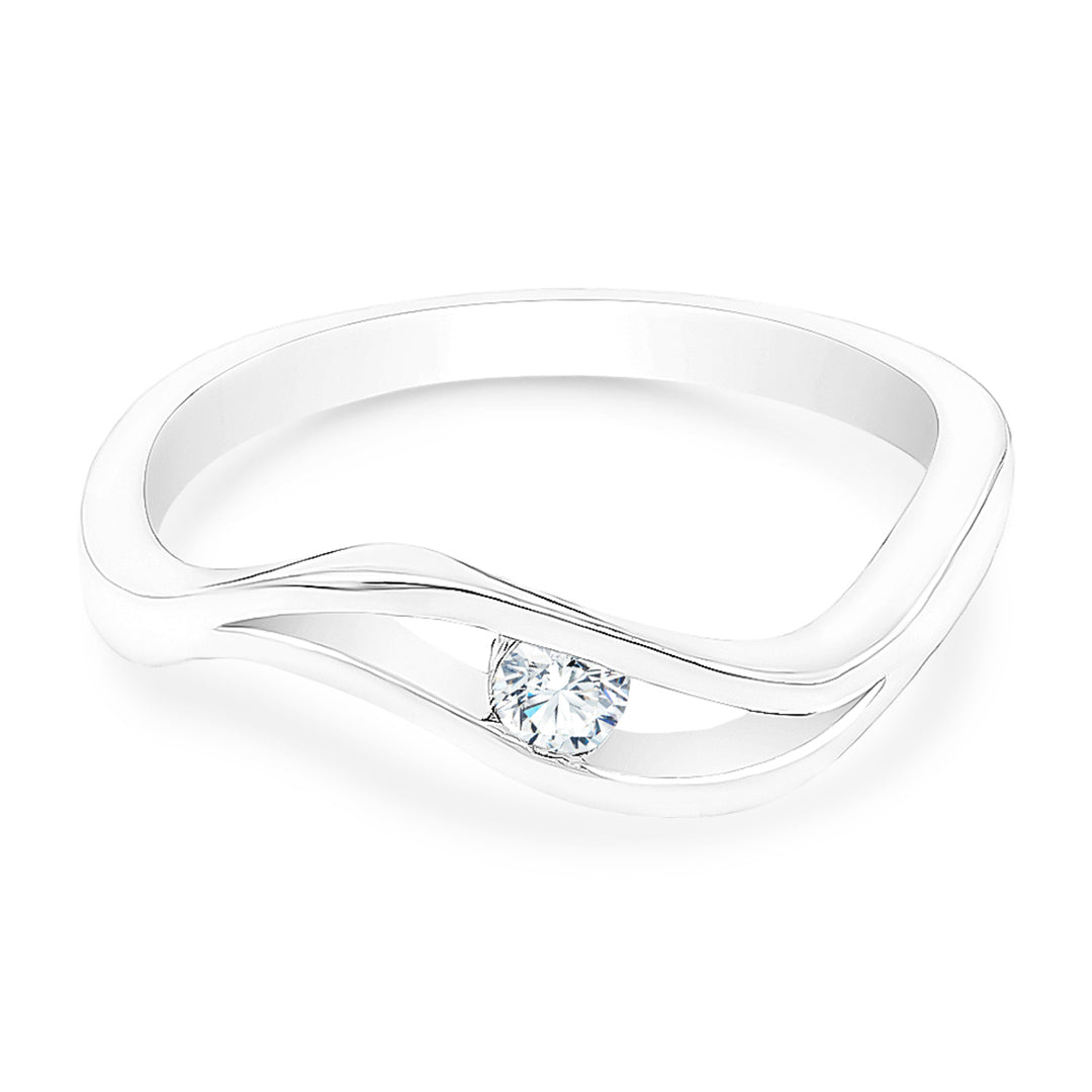SO SEOUL Artemis Inner Solitaire Diamond Simulant Cubic Zirconia Rhodium Ring