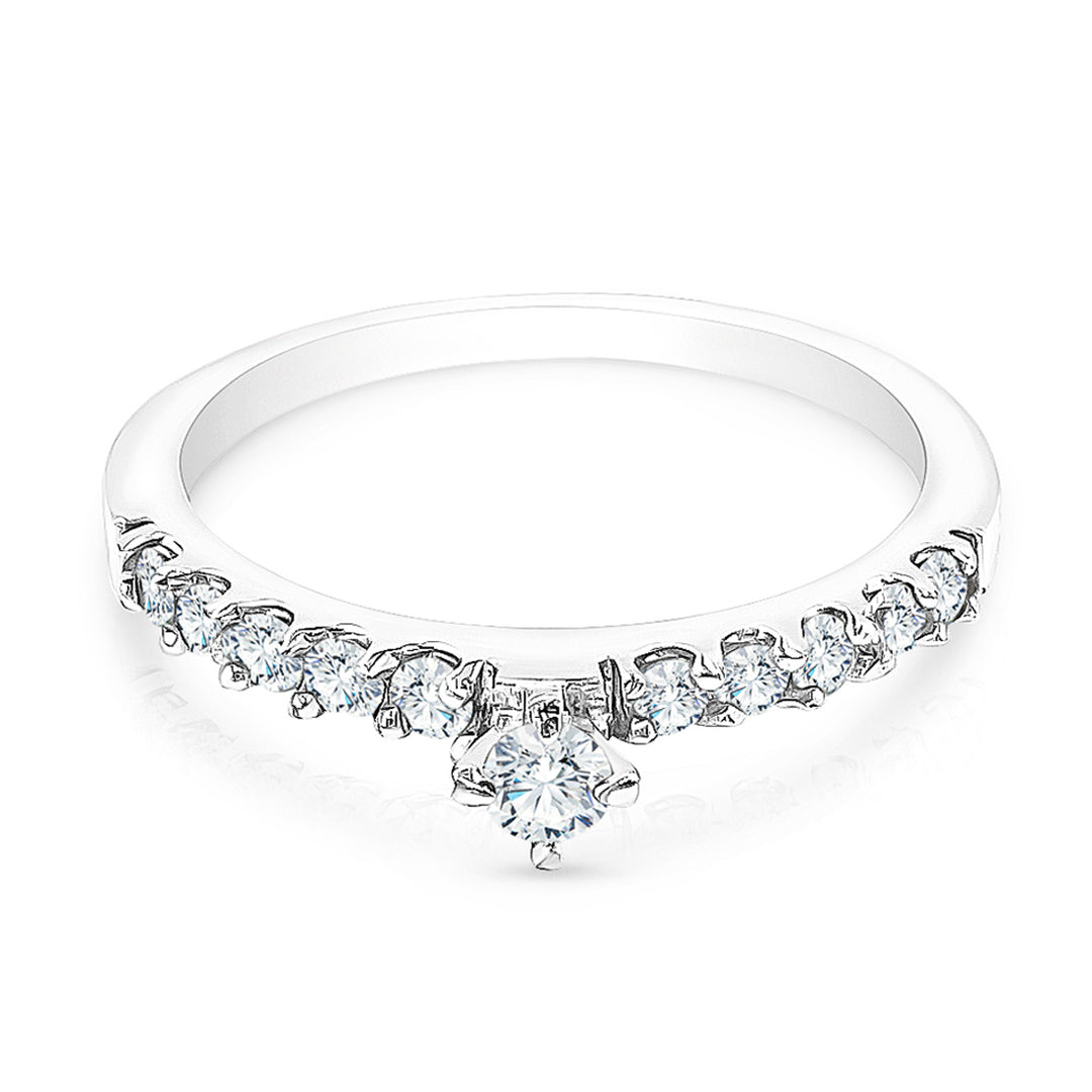 SO SEOUL Angelica Brilliant Solitaire 0.1 CT Diamond Simulant Zirconia Rhodium Ring