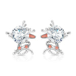 Load image into Gallery viewer, SO SEOUL Let it Snow Coloured Reindeer Diamond Simulant Cubic Zirconia Stud Earrings
