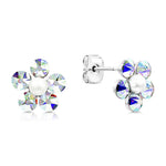 Load image into Gallery viewer, SO SEOUL Leilani Flower Aurore Boreale Swarovski Crystal Flower Stud Earrings Pearl Titanium Rhodium
