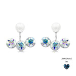 Load image into Gallery viewer, SO SEOUL Gleam Swarovski Aurore Boreale &amp; Montana Crystal Ear Jacket Earrings with Pearl