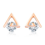 Load image into Gallery viewer, SO SEOUL Aria Geometric Triangle Stud Earrings Diamond Simulant Rose Gold Plated Minimalist