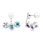 Load image into Gallery viewer, SO SEOUL Gleam Swarovski Aurore Boreale &amp; Montana Crystal Ear Jacket Earrings with Pearl
