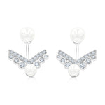 Load image into Gallery viewer, SO SEOUL Valeria Pearl Ear Jacket Earrings with Diamond Simulant Crystals Titanium Post Rhodium