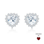 Load image into Gallery viewer, SO SEOUL Amora Elegant Heart Halo Earrings Red or White Diamond Simulant Rhodium Titanium Studs