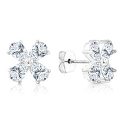 SO SEOUL Calista Marquise Diamond Simulant Flower Stud Earrings Titanium Post Rhodium Plated Hypoallergenic