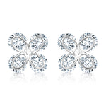 Load image into Gallery viewer, SO SEOUL Calista Four Petal Floral Stud Earrings Diamond Simulant Rhodium Titanium Hypoallergenic