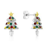 SO SEOUL Noel Festive Christmas Tree Stud Earrings Austrian Crystal Titanium Post Perfect Gift