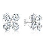 Load image into Gallery viewer, SO SEOUL Calista Four Petal Floral Stud Earrings Diamond Simulant Rhodium Titanium Hypoallergenic