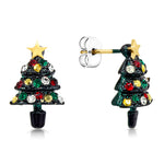 Load image into Gallery viewer, SO SEOUL Noel Festive Christmas Tree Stud Earrings Austrian Crystal Titanium Post Perfect Gift