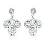 Load image into Gallery viewer, SO SEOUL Glimmering Diamond Simulant Drop Earrings Floral Cluster Design Titanium Post Rhodium Plated