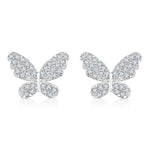 Load image into Gallery viewer, SO SEOUL Everleigh Butterfly Stud Earrings with Diamond Simulant Titanium Post Rhodium Plated