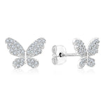 Load image into Gallery viewer, SO SEOUL Everleigh Butterfly Stud Earrings with Diamond Simulant Titanium Post Rhodium Plated
