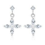 Load image into Gallery viewer, SO SEOUL Calista Four Leaf Clover Inspired Earrings Diamond Simulant Drop Rhodium Titanium
