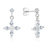 Load image into Gallery viewer, SO SEOUL Calista Four Leaf Clover Inspired Earrings Diamond Simulant Drop Rhodium Titanium
