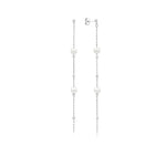 Load image into Gallery viewer, SO SEOUL Celeste Long Pearl Drop Earrings with Simulated Pearls Elegant Chain Dangle Rhodium Plated
