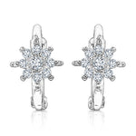 Load image into Gallery viewer, SO SEOUL Calista Starburst Diamond Simulant Hoop Earrings Elegant Huggie Rhodium Plated Jewelry