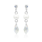 Load image into Gallery viewer, SO SEOUL Ghent Swarovski Crystal Drop Earrings with Simulated Pearl Titanium Post Rhodium Plated