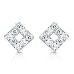 Load image into Gallery viewer, SO SEOUL Gleam Sparkle Geometric Stud Earrings with Diamond Simulant Square Design Rhodium Plated Titanium