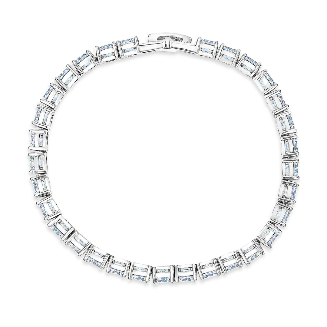 SO SEOUL Lustrous Glamour Luxe Tennis Bracelet with Diamond Simulant Round Stones Rhodium Plated Jewelry