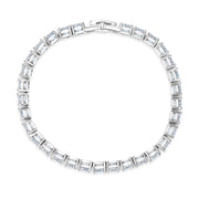 SO SEOUL Lustrous Glamour Luxe Tennis Bracelet with Diamond Simulant Round Stones Rhodium Plated Jewelry